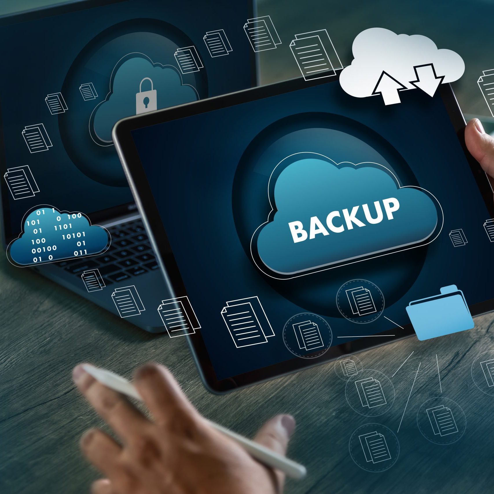 storage backup download computing digital data transferring document database cloud on laptop communication concept transfer download sharing multimedia